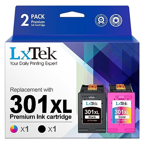 LxTek 301 XL 301XL Wiederaufbereitet Patronen Kompatible für HP 301 Druckerpatronen für DeskJet 2540 1000 1050 2050 2050A 3000 3050 3050A 3510 Envy 4500 4502 5530 OfficeJet 2620 4630 4632 (2er-Pack) von LxTek