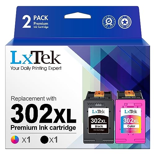 LxTek 302 XL Multipack Wiederaufbereitet Tintenpatrone Kompatibel für HP 302 Druckerpatronen 302XL für Envy 4525 4527 4520 Officejet 3831 3830 5230 5220 DeskJet 3630 2130 3636 (1 Schwarz, 1 Farbe) von LxTek