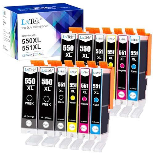 LxTek 550 551 XL Multipack Patronen Kompatibel für Canon PGI-550XL CLI-551XL für Pixma IP7250 MX925 MX920 MX725 MG5650 MG5550 MG6450 MG7550 MG6650 MG5400 MG5450 IP7200 IX6850 (12er-Pack) von LxTek