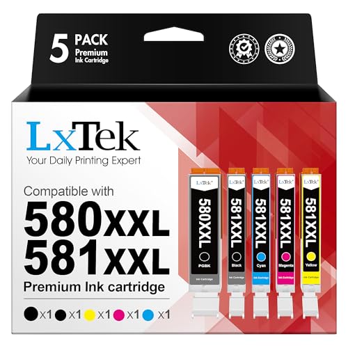 LxTek Druckerpatronen 580 581 Multipack Kompatibel für Canon TR8550 Druckerpatronen Pixma TR8550 TS6150 TS8150 TS8250 TS6250 TR7550 TS705 TS705a TS8151 TS6151 TS8152 TS9150 TS9155 TS9550 (5er-Pack) von LxTek