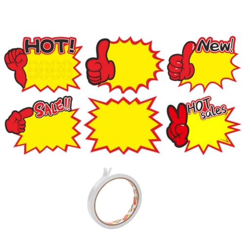 Pack of 60 Price Labels Burst Paper Sign Blank Paper Price Tags Sales Promotion Price Tag,Price Tag Burst Paper 6 Styles von Lxing