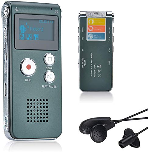 Lychee 8GB LCD Bildschirm Digitales Diktiergerät Aufnahmegerät Sprachaufnahme Audiorekorder Voice Recorder für Studium Konferenzen und Interviews MP3 Player (Grau) von Lychee