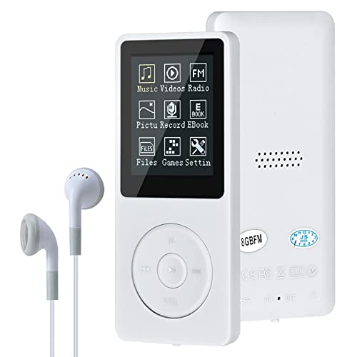 Lychee Digitaler Musik-Player, MP3/MP4-Player, Upgrade 8 GB Tragbarer HiFi verlustfreier Sound Musik-Player mit Musik/Video/Sprachaufnahme/FM-Radio/E-Book-Reader, unterstützt bis zu 64 GB (weiß) von Lychee