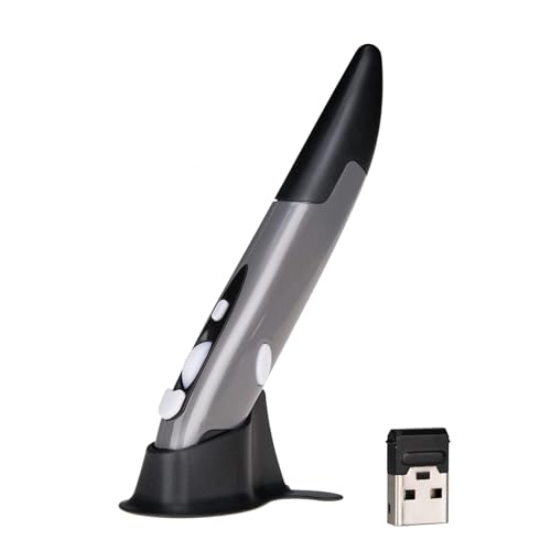 Lychee Kabelloser Maus-Stift, 2,4 GHz, Optische USB-Maus mit einstellbaren DPI-Werten auf 500/1000, Mini-Maus für Handschrift auf PC, Laptop, Notebook, Computer, Mac (Grau 01) von Lychee