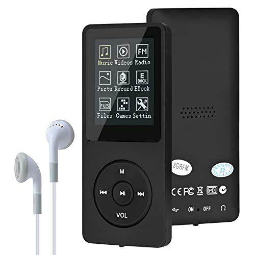MP3/MP4 Player, Lychee Upgrade, 8 GB Digitaler Musik-Player, Tragbarer HiFi-Sound Mit Video/Sprachaufnahme/FM-Radio/E-Book-Reader, Unterstützt Bis Zu 64 GB (Schwarz) von Lychee
