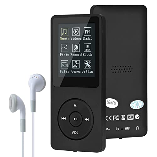 Lychee MP3/MP4 Digitaler Musik-Player, 8 GB, tragbarer HiFi verlustfreier Sound Musik-Player mit Musik/Video/Sprachaufnahme/FM-Radio/E-Book-Reader, unterstützt bis zu 64 GB (schwarz) von Lychee