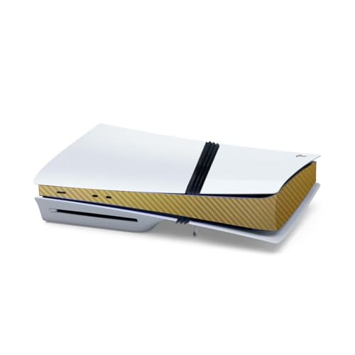Host Center Abziehbilder Abdeckung für PS5 Pro,Konsole Carbon Fiber Skin Aufkleber,Spielkonsole Center Teil Schutzfolie für PS5 Pro (Kohlefaser Gold) von Lycuiw