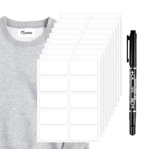 100 Stück Namensschilder für Kleidung, Namensaufkleber Kleidung, Textiletiketten Selbstklebend, Personalisierbare Bügeletiketten Für Kindertagesstätten, Pflegeheime, Camps, Altenheime(Weiß) von Lyivisk