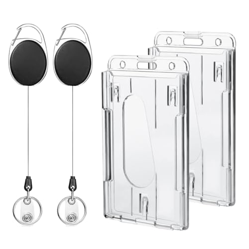 2 Stück Ausweishülle Kartenhalter mit Ausziehbaren Schlüsselanhänger, Doppelkartenhalter aus Zinklegierung, Ovales Design, PC-Kartenhülle, Ideal für Schüler, Büro und ID Card Holder 2 Stück Ausweishülle Kartenhalter mit Ausziehbaren Schlüsselanhänger, Doppelkartenhalter aus Zinklegierung, Ovales Design, PC-Kartenhülle, Ideal für Schüler, Büro und ID Card Holder von Lyivisk
