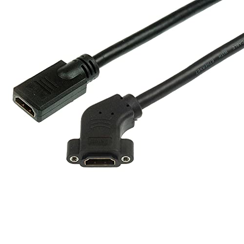 Lyndahl LKPK006-03 HDMI F/F- Adapterkabel HDMI Buchse 45° gewinkelt auf HDMI Buchse, Kupplung Verbinder Panel Mount Adapter mit Kabel für Frontplatteneinbau 0,3 m von Lyndahl