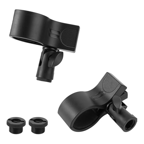 Lyreh 2stk Groß Mikrofon Clip, Verstellbare Mikrofonklemme für Mikrofone mit Einem Außendurchmesserbereich von 32mm-60mm mit Schraubadaptern für Drahtlose und Kabelgebundene(Schwarz) von Lyreh