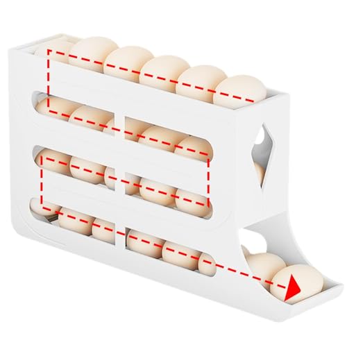 1/2 Stück Kühlschrank-Eierhalter – Kühlschrank-Eier-Aufbewahrungsbehälter, 4-Lagiger Platzsparender Eierspenderbehälter | Automatischer Rollender Eierspender, Herunterrollbares von Lyricalist