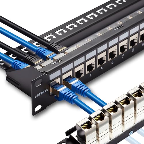 Lysymixs 24 Port RJ45 Patchpanel Cat6 STP Feed Through, Coupler Network Panel 19 Zoll, Inline Keystone Ethernet Patch Panel mit Back Bar Lysymixs 24 Port RJ45 Patchpanel Cat6 STP Feed Through, Coupler Network Panel 19 Zoll, Inline Keystone Ethernet Patch Panel mit Back Bar von Lysymixs