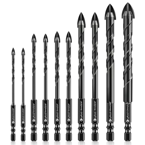 Fliesenbohrer, Lytool 10 tlg.Glasbohrer Steinbohrer Bohrer Set mit Sechskantschaft Universalbohrer für Metall Ziegel Glas Kunststoff Holz, Ø 3-12 mm Fliesenbohrer, Lytool 10 tlg.Glasbohrer Steinbohrer Bohrer Set mit Sechskantschaft Universalbohrer für Metall Ziegel Glas Kunststoff Holz, Ø 3-12 mm von Lytool