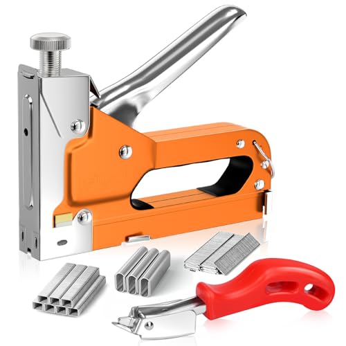 3-in-1 Handtacker, Lytool Tackerpistole Holztacker Tacker für Holz Set mit 2000 Klammern und Heftklammerentferner einstellbarer Schusskraft für Holz, Stoff, Teppich, Möbel von Lytool
