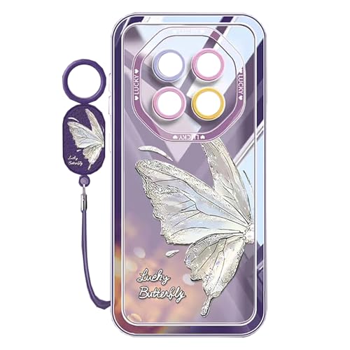 Lzzox Meizu Note 22 Pro 5G Hülle für Mädchen mit Schmetterling, bunt, niedlich, klar, stoßfest, weich, transparent, TPU-Silikon-Rückseite (Lila, Meizu Note 22 Pro 5G) von Lzzox