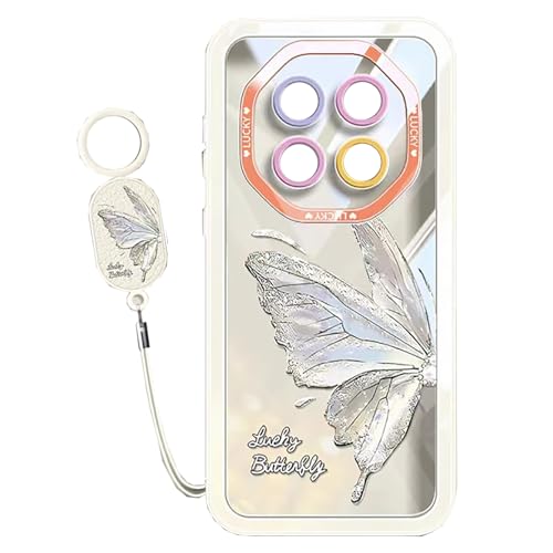 Lzzox Meizu Note 22 Pro 5G Hülle für Mädchen mit Schmetterling, bunt, niedlich, transparent, stoßfest, weich, transparent, TPU-Silikon-Rückseite (Weiß, Meizu Note 22 Pro 5G) von Lzzox