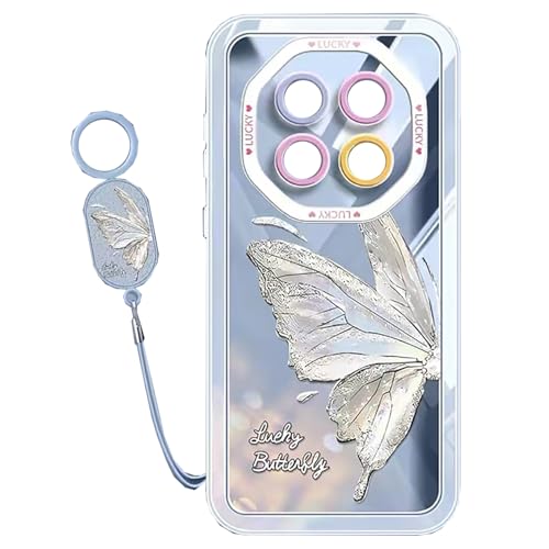 Lzzox Schutzhülle für Meizu Note 22 Pro 5G, Motiv: Schmetterling, bunt, niedlich, transparent, stoßfest, weich, transparent, TPU-Silikon-Rückseite (Blau, Meizu Note 22 5G) von Lzzox