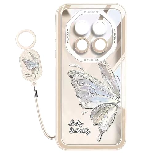 Lzzox Schutzhülle für Meizu Note 22 Pro 5G, Motiv: Schmetterling, bunt, niedlich, transparent, stoßfest, weich, transparent, TPU-Silikon-Rückseite (Champagner, Meizu Note 22 Pro 5G) von Lzzox