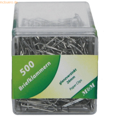10 x M+M Briefklammern 26mm spitz VE=500 Stück glanzverzinkt 10 x M+M Briefklammern 26mm spitz VE=500 Stück glanzverzinkt von M+M