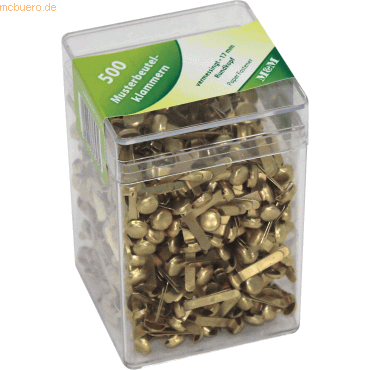 10 x M+M Musterbeutelklammern Rundkopf 17mm vermessingt VE=500 Stück von M+M