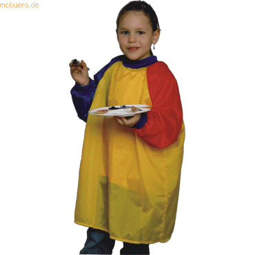 12 x M+M Malkittel one size gelb/rot/blau mit langen Ärmeln für Kinder von M+M