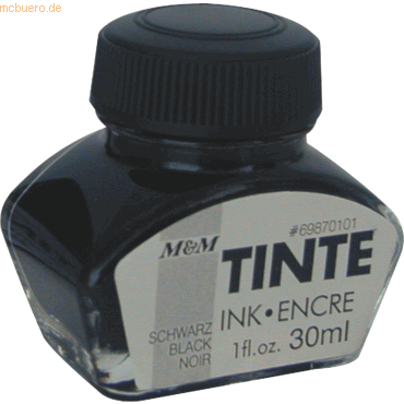 12 x M+M Tinten 30ml Glas schwarz von M+M