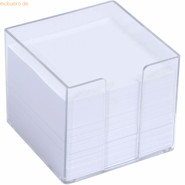 12 x M+M Zettelbox 10,5x10,5cm glasklar 700 Blatt weißes Papier von M+M