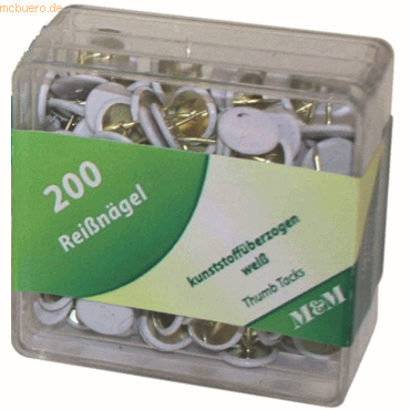 20 x M+M Reißnägel kunststoffüberzogen weiß VE=200 Stück von M+M