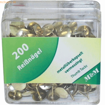 20 x M+M Reißnägel metallüberkapselt vermessingt VE=200 Stück von M+M