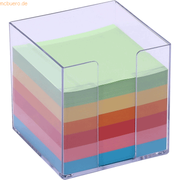 24 x M+M Zettelbox 9,5x9,5x9,5mm 700 Blatt farbiges Papier glasklar von M+M