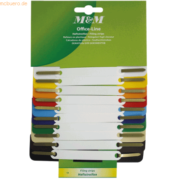 30 x M+M Heftstreifen 34x150mm PP VE=10 Stück farbig sortiert 30 x M+M Heftstreifen 34x150mm PP VE=10 Stück farbig sortiert von M+M