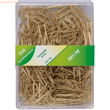 6 x M+M Briefklammern 32mm spitz VE=500 Stück messing 6 x M+M Briefklammern 32mm spitz VE=500 Stück messing von M+M