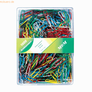 6 x M+M Briefklammern lackiert 26 mm VE=1000 Stück farbig sortiert von M+M