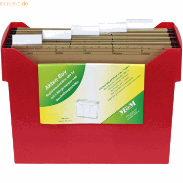 4 x M+M Akten-Boy A4 inkl. 5 Hängemappen basic-rot von M+M