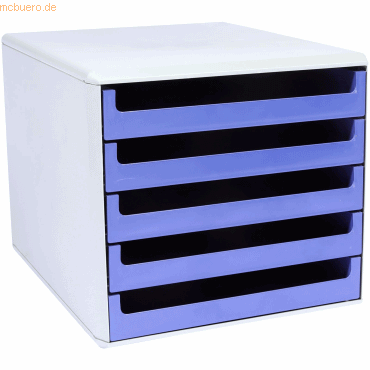 M+M Schubladenbox 5 Schübe RC-Kunststoff grau/blau von M+M
