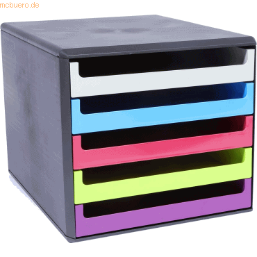 M+M Schubladenbox 5 Schübe anthrazit/Rainbow-Colours sortiert M+M Schubladenbox 5 Schübe anthrazit/Rainbow-Colours sortiert von M+M
