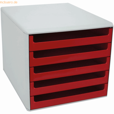M+M Schubladenbox 5 Schübe hellgrau/rot M+M Schubladenbox 5 Schübe hellgrau/rot von M+M