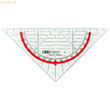 M+R Geometrie-Dreieck 17cm glasklar rot hinterlegt von M+R