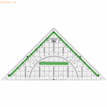 10 x M+R Geometrie-Dreieck 23cm glasklar grün hinterlegt von M+R