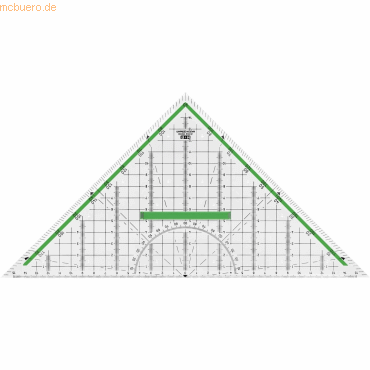 10 x M+R Geometrie-Dreieck 32cm glasklar grün hinterlegt von M+R