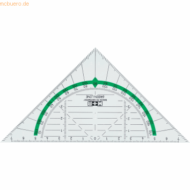 10 x M+R Geometrie-Dreieck Green Line 16cm glasklar grün hinterlegt von M+R