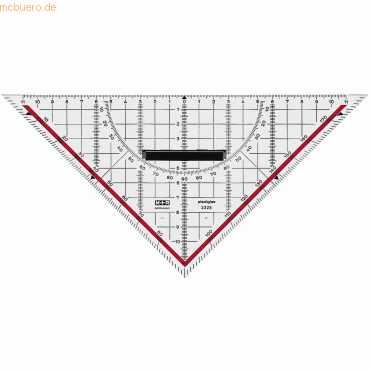 M+R Geometrie-Dreieck 23cm Acrylglas glasklar rot hinterlegt von M+R