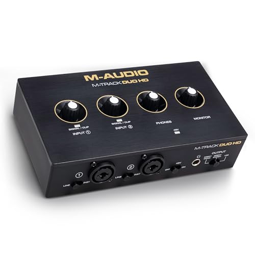 M-AUDIO M-Track Duo HD Audio Interface 24bit 192kHz für Aufnahme, Streaming, Podcasting mit USB-C, 2 XLR TRS Eingänge, 2 TRS Ausgänge, Software Suite M-AUDIO M-Track Duo HD Audio Interface 24bit 192kHz für Aufnahme, Streaming, Podcasting mit USB-C, 2 XLR TRS Eingänge, 2 TRS Ausgänge, Software Suite von M-Audio