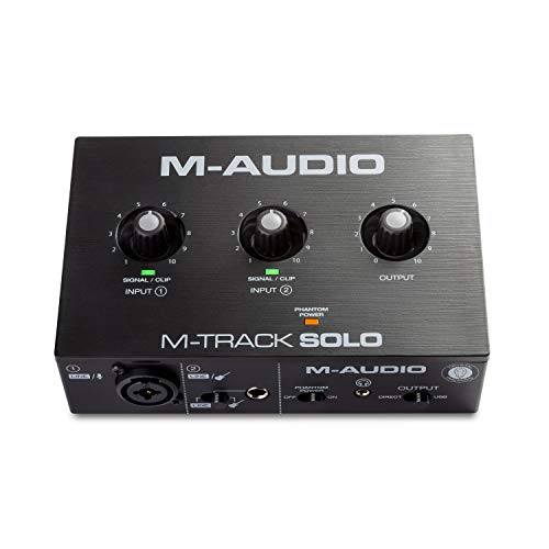 M-Audio M-Track Solo – USB Audio Interface für Aufnahmen, Streaming und Podcasting, mit XLR-, Line- und DI-Eingängen, inklusive Softwarepaket von M-Audio