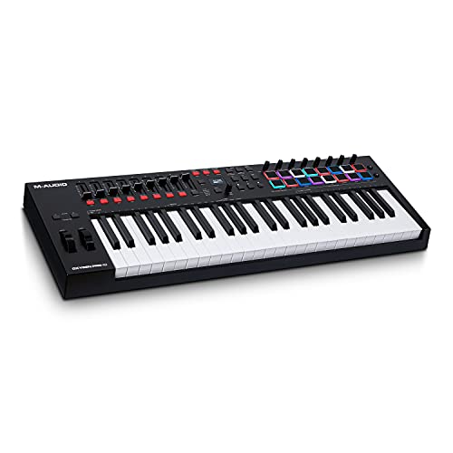 M-Audio Oxygen Pro 49 - 49-Tasten USB MIDI Keyboard Controller mit Beat Pads, MIDI-zuweisbaren Reglern, Tasten & Fadern und enthaltenem Softwarepaket von M-Audio