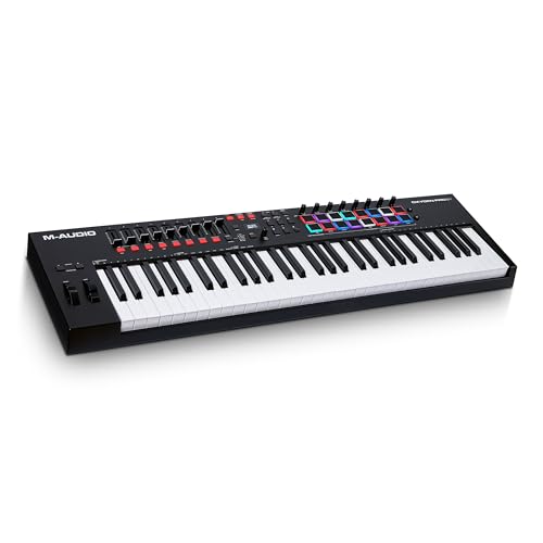 M-Audio Oxygen Pro 61 – 61-Tasten USB MIDI Keyboard Controller mit Beat Pads, MIDI-zuweisbaren Reglern, Tasten & Fadern und enthaltenem Softwarepaket von M-Audio