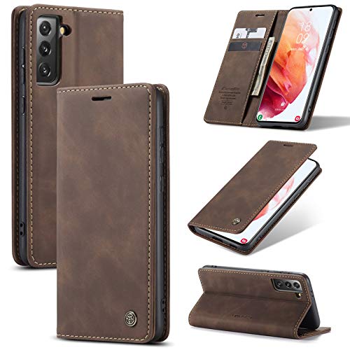 M CASEME UEEBAI Lederhülle für Samsung Galaxy S21, Retro Matte Handyhülle PU Lederhülle Weich TPU Klapphülle mit Kartenfach Standfunktion Magnetverschluss Flip Case Handytasche - Kaffee M CASEME UEEBAI Lederhülle für Samsung Galaxy S21, Retro Matte Handyhülle PU Lederhülle Weich TPU Klapphülle mit Kartenfach Standfunktion Magnetverschluss Flip Case Handytasche - Kaffee von M CASEME