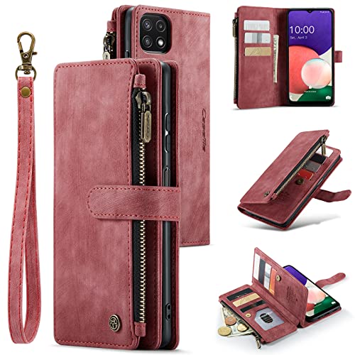 UEEBAI Handyhülle für Samsung Galaxy A22 5G, Caseme Retro Reißverschluss Hülle Premium PU Leder Klapphülle Magnetverschluss Kartenfach Standfunktion Geldbörse mit Trageband Schutzhülle - Wein Rot UEEBAI Handyhülle für Samsung Galaxy A22 5G, Caseme Retro Reißverschluss Hülle Premium PU Leder Klapphülle Magnetverschluss Kartenfach Standfunktion Geldbörse mit Trageband Schutzhülle - Wein Rot von M CASEME