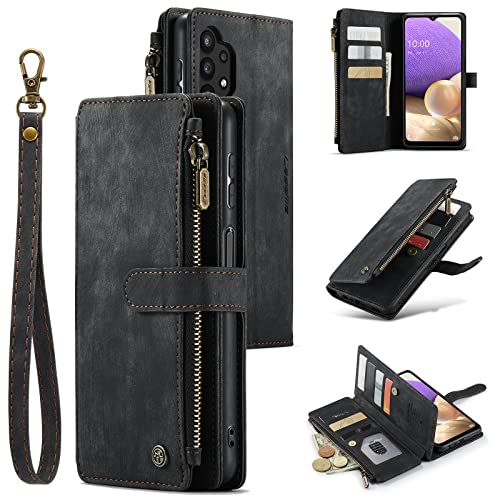 UEEBAI Handyhülle für Samsung Galaxy A32 5G, Retro Reißverschluss Hülle Premium PU Leder Klapphülle Magnetverschluss Kartenfach Standfunktion Geldbörse mit Trageband Schutzhülle - Schwarz UEEBAI Handyhülle für Samsung Galaxy A32 5G, Retro Reißverschluss Hülle Premium PU Leder Klapphülle Magnetverschluss Kartenfach Standfunktion Geldbörse mit Trageband Schutzhülle - Schwarz von M CASEME